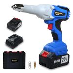 TOMAHAWK® TCR-4187 Cordless Riveter | Electric Rivet Gun for Automotive & Metal Sheets | 2x 3.0Ah Batteries | 0-500R/min Speed