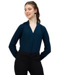 Women's Regular Fit Cotton Blend Shirts (RCT-Blue-l-bzr)