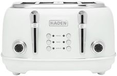 Haden Heritage 4 Slice Wide Slot Stainless Steel Toaster with Adjustable Browning Control & Non-Slip Feet, Ivory & Chrome