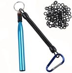 Wacky Worm Tool Wacky O-Rings,Wacky Worm Rig Kit for Plastic Rubber Worm Baits Weedless Fishing Hooks for Bass Fishing Wacky Rigging Tool with Lanyard/Clip Blue +Orings