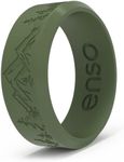 Enso Rings Etched Bevel Silicone Wedding Ring - Comfortable and Flexible Design for Active Lifestyle - Pine Peak, Size 14