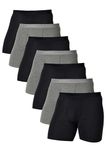 Comfneat Men's 7-Pack Boxer Briefs Soft Stretchy Cotton Elastane Comfy Underwear (Black+Dark Grey Melange 7-Pack, L)