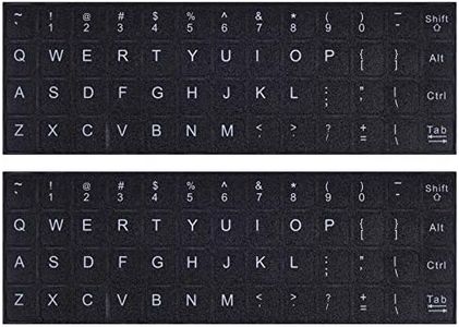 [2PCS PACK]Universal English Keyboard Stickers Black Background with White Lettering Keyboard Sticker for Computer Laptop Notebook Desktop Keyboards(English)