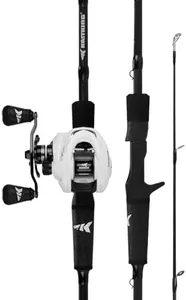 KastKing Crixus Fishing Rod and Reel Combo, Baitcasting, 6ft 6in, Med Heavy, Left Handed,2pcs