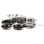 All-Clad Essentials Hard Anodized Nonstick Cookware Set 10 Piece Oven Safe 350F Pots and Pans Black