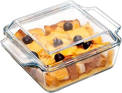 karadrova 1 Litre Casserole Dish Small, 20.5 x 15.5 x 8.6 cm, Glass Casserole Dish with Lid, Square Small Casserole Dish for 1 Person, Microwave Safe, Oven Safe