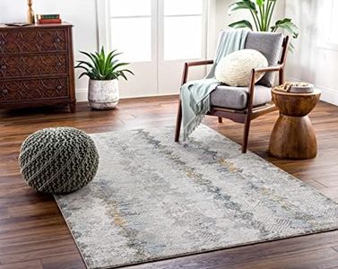BoutiqueRugs Ivory Abstract 12x16 Large Area Rug Contemporary Off White Taupe Dusty Sage Ink Blue Light Gray Deep Teal Mustard Lalo Great Room Open Concept Master Bedroom Large Dining Room