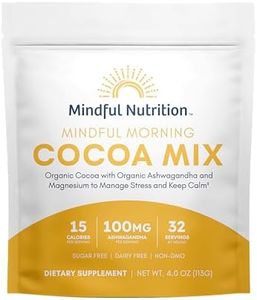 Mindful Morning Sugar Free Hot Chocolate Mix with Organic Ashwagandha and Magnesium Supplements to Relax the Mood and Calm the Mind, Natural Stress Relief Supplement Hot Cocoa