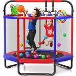 Happin 55” Upgraded Toddler Trampoline Indoor & Outdoor Playset Ages 1-6, 5FT Kids, Ultra Safe Mini Trampoline for Kids with Safety Enclosure Net, Gifts for Birthday Boys and Girls