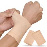 KEKING® Compression Wrist Sleeves for Women Men, 1 Pair, Premium Wrist Support Bands for Carpal Tunnel, Improve Circulation & Recovery, Tendonitis, Tennis, Sports - Wrist Brace Wrist Wraps, Beige M