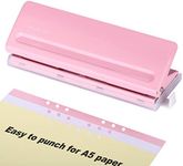 WORKLION Adjustable 6 Hole Punch: Metal Six Hole Puncher for Planners and 6-Ring Binders with 6 Sheet Capacity for A4 / A5 / A6 / Personal/Pocket Size (Pink)