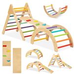 TOOKYLAND 3 in 1 Rainbow Toddler Climbing Toys Indoor, Multifunctional Wooden Safety Sturdy Kids Play Gym, Indoor Playground Climbing Toys for Toddlers