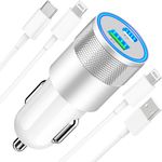 [Apple MFi Certified] iPhone Car Charger Fast Charging, Braveridge 48W Dual USB-C PD/QC3.0 Car Power Cigarette Lighter USB Charger+2Pack Lightning Cable for iPhone 14 13 12 11 Pro XS Mini XR X SE iPad