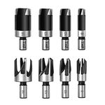 THF 8pcs Standard Wood Plug Cutter Set, Wood Dowel Maker Plug Hole Cutter Tenon Carbon Steel Metric Shank Drill Bit Set, Taper Claw Type HSS Cork for Woodworking Tool- 6mm 10mm 13mm 16mm