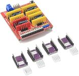 RATTMMOTOR CNC Controller Kit CNC GRBL Shield Board V3 Expansion Board with 4pcs DRV8825 Stepper Motor Driver with Heatsink Compatible with Arduino IDE Sutitable for CNC Router Machine, 3D Printer