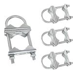 Double Antenna Mast Clamp V-Jaw Bracket U Bolts Pipe Mounting Hardware Heavy Duty Mast to Mast Mount Bracket Kit for Outdoor Antenna 4 Sets