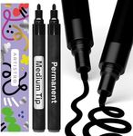 ARTISTRO Black Permanent Marker - Set of 2 Black Paint Pen, Oil Based Paint Markers Medium Tip 3mm, Waterproof Quick Dry Black Marker for Rock Painting, Ceramic, Glass, Wood, Tire, Fabric & More