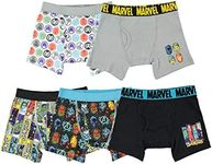 Marvel Boys' Avengers Boxer Briefs with Assorted Hero Prints Including Iron Man, Hulk, Thor & More in Size 4, 6, 8, 10, 12, 5-Pack 100% Cotton Boxer Brief, 6