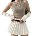 CIATBYYJ Arm Warmers for Long Sleeve Fingerless, Y2K Cool Girls Arm Covers, White Cute Harajuku Knitted Arm Sleeve, Gothic Punk Hip Hop Accessories(White)