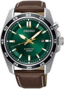 Seiko Herren-Uhr Kinetik Edelstahl mit Lederband SKA791P1