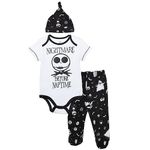 Disney Jack Skellington Baby Boys Bodysuit Pants & Hat Set Newborn White/Charcoal