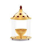 ServDharm Brass Akhand Diya with Borosilate Glass (6.7 Inches,17 Cms )