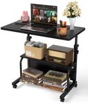 Laptop Desk Adjustable Desk Small Standing Desk Home Office Desks for Small Spaces Portable Desk Table for Bedrooms, 31.5" Black Uplift Student Study Desk Mobile Rolling Computer Work Desk on Wheels