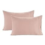 LANE LINEN 100% Organic Cotton Pillow Cases - King Size and Crisp Cool Percale Pillow Covers Set of 2 Sepia Rose