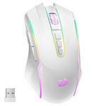 Redragon Gaming Mouse, Wireless Gaming Mouse with 9 Programmable Buttons, RGB Backlit, Rechargeable Wireless Mouse UP to 8000 DPI, Macro Edit, 70Hrs for Laptop, PC, Mac Gamer, White M910-WS