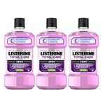 Listerine Alcohol Free Mouthwash, Total Care Zero, Fluoride Mouthwash for Bad Breath, Anti-Cavity, Helps Keep Teeth White, Pack of 3 (3L Total)