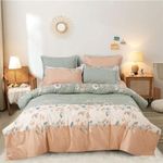 THE HOME STYLE Super Soft Glace Cotton King Size AC Comforter ll Blanket ll Duvet with 1 King Size Elastic Fitted Bedsheet 72"x78" Inch and 2 Pillow Cover (Pack of 4, Peach Puff)