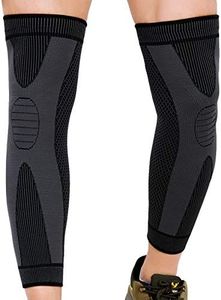 CosySun Full Leg Compression Sleeves for Men Women Long Knee Braces Support Protector for Running Basketball Cycling Sport Football Weightlift Workout Arthritis Joint Pain Relief Meniscus Tear 2 Pack XXL Black