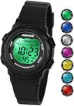 SOCICO Kids Digital Watches for Girls Boys, Waterproof 5ATM, 7 Color Lights Waterproof Watches for Kids with Alarm Stopwatch, Soft Band Wrist Watch for Girls and Boys Ages 5-12.