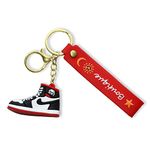 VillageTiger 3D Silicon Soft Rubber Shoe Shape Keychains For Boys Girls Students College School Bags, Bikes Cars and Home Keychain and Keyring For Special Birthday Party Gifts (Red)