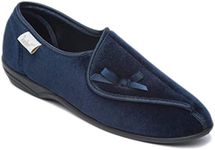 Dr Keller Womens Slippers Ladies Orthopaedic Wide Fit Warm Lined Shoes Winter Slipper Adjustable Touch Fastening Comfy Warm Lined Classic Soft Closed Toe Fluffy Casual Comfortable Shu (Hilda Navy, 8)