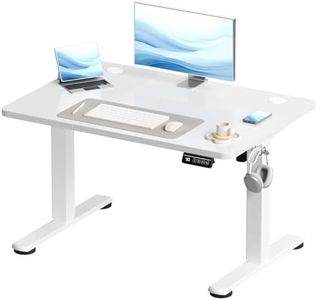 Devoko Electric Standing Desk 100x60cm Sit Stand Table Height Adjustable Desk with Backpack Hook and Memory Smart Panel, Home OfficeTable with Splice Board, White