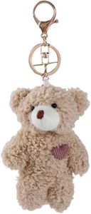 BWESOO Brown Bear Plush Keychain, Stuffed Animals Bag Pendant, Kawaii Plush Rabbit Keychain, DIY Trinket Dog Plush Keyring Car Keychain Pink Heart Teddy Bears Automobile Keychains, Brown