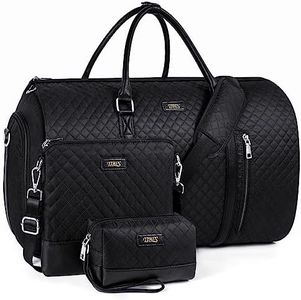 4pcs Convertible Garment Duffel Bag for Travel - 50L 2-in-1 Carry On Weekender Overnight Bag with Toiletry Bag, Fits Suits & Dresses, Trolley Sleeve, Hanging Suit Compartment, Waterproof Shoe Pocket