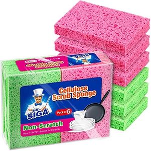 MR.SIGA Scrub Sponges, Non-Scratch Sponges for Dishes, Kitchen Sponge Dish Scrubber, 12 Pack