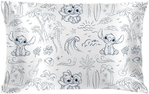 Jay Franco Disney Lilo and Stitch Satin Pillowcase - Standard Size 50x75 Silky Soft White Premium Pillow Cover