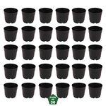 Leafy Tales Plastic Pots, Black 4 inch Size 30 Piece, Small