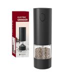 Rechargeable Electric Salt and Pepper Grinder Tomentific, Automatic Pepper Mills with Adjustable Coarseness, One Hand Operation with LED Light (1 Pack)