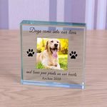 SDD Dog Memorial Personalised Photo Engraved Glass Block Paperweight Dog Lovers Gift Pet Memorial Paw Prints Glass Dog Photo Block