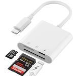 Vonxite SD Card Reader for iPhone, 3 in 1 SD Card Reader Adapter SD/TF Card Reader Simultaneous Charging & Card Reading Camera Card Viewer Plug and Play Memory Card Reader for iPhone 14/13/12/11/iPad