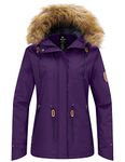 Wantdo Women's Skiing Jacket Warm Winter Snow Coat Waterproof Fleece Lined Outwear Purple XL