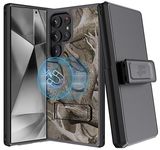 Nakedcellphone Holster Series for Samsung Galaxy S24 Ultra Case, Rugged Hybrid Phone Cover [Compatible with MagSafe, with Kickstand] and Belt Clip [with Secure Anchors] - Bush Camo