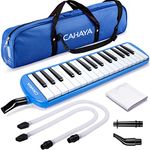 CAHAYA Melodica 32-Key Piano Style Portable with Plastic Flexible Long Pipe Short Mouthpiece and Carrying Bag for Music Lovers Beginners Kids Blue CY0050-2