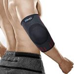 Hykes Elbow Support Compression Sleeve brace for pain relief Tendonitis Arthritis Sports badminton Tennis elbow cricket joint protection golf workout gym - One Pair (Red, Large)