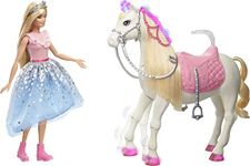 Barbie Princess Adventure Prance & Shimmer Horse and Barbie Princess Doll, Interactive Toy with 3 Songs, Lights, Sounds and Realistic Movements, Gift for 3 to 7 Year Olds, GYK64