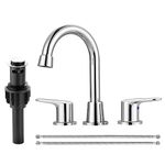 iVIGA 2 Handle 3 Holes Widespread Bathroom Faucet, Bathroom Sink Faucet with Copper Pop Up Drain, Chrome Lavatory Faucet Swivel Spout with Drain Assembly for Restroom Vanity Camper